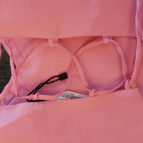 Zara Barbie Pink Lace-up Open Back Bustier Crop Top Size XS - Picture 10 of 10